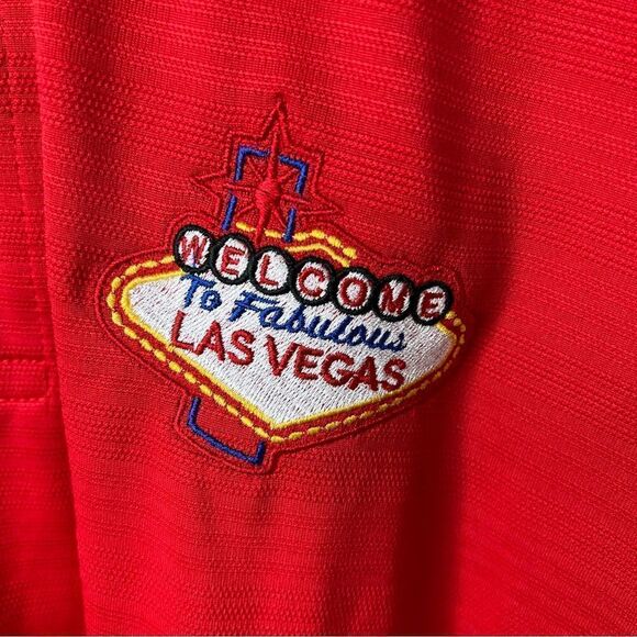 Hartwell Welcome To Las Vegas Sign Men's XL Performance Red Short Sleeve Polo - Picture 2 of 7